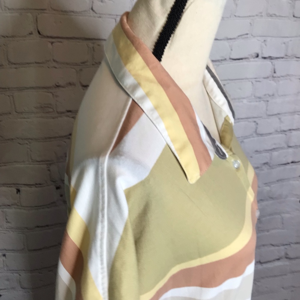 LuLaRoe Short Sleeve Casual Button Up Charlie Shirt Green Cream Gray Striped S - Picture 6 of 10